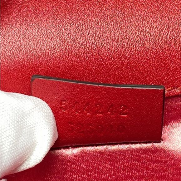 Gucci red Broadway velvet crystal G shoulder bag - Picture 14 of 16